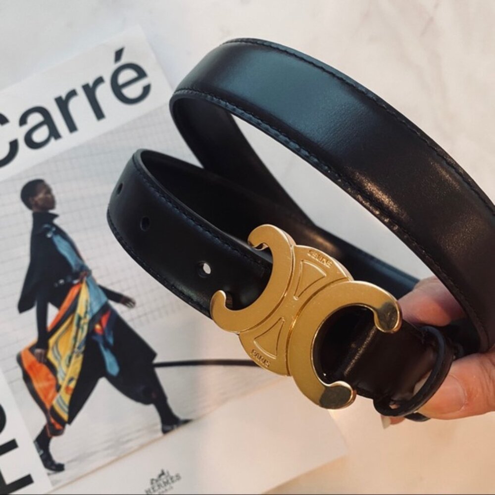 Celine Black Belt with Gold Buckle. No signs of wear. Dust bag included.